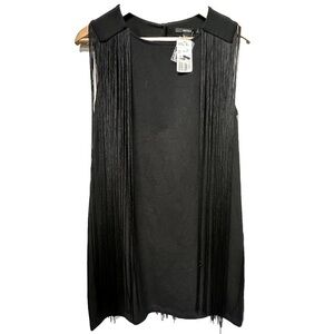 Forever 21 Mini Dress Fringe Size S Black Boho Western  Sleeveless cowgirl NWT‎